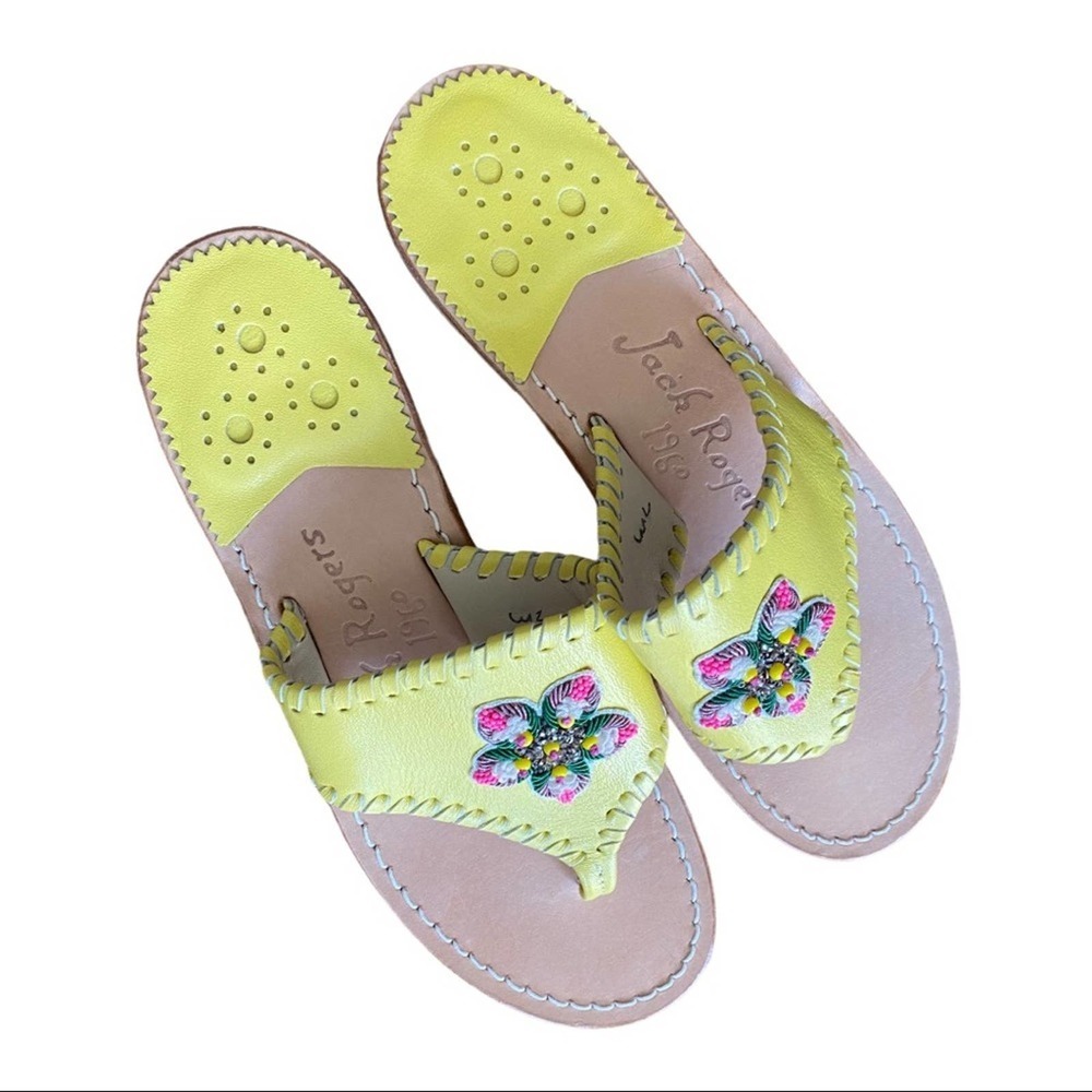 Jack Rogers Yellow leather beaded flower sandal - Picture 6 of 6